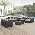 thumbnail image 1 of Modway Convene 9 Piece Outdoor Patio Sofa Set in Espresso Beige, 1 of 8