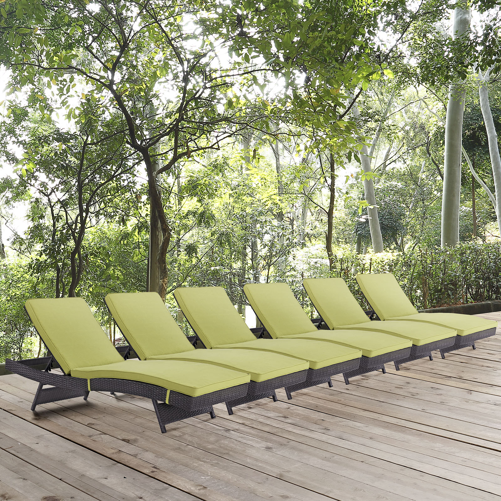 Modway Convene Chaise Outdoor Patio Set of 6 in Espresso Peridot - image 1 of 5
