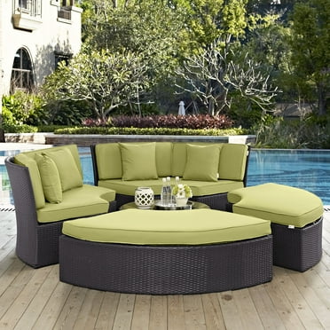 Modway Convene Circular Outdoor Patio Daybed Set in Espresso Peridot
