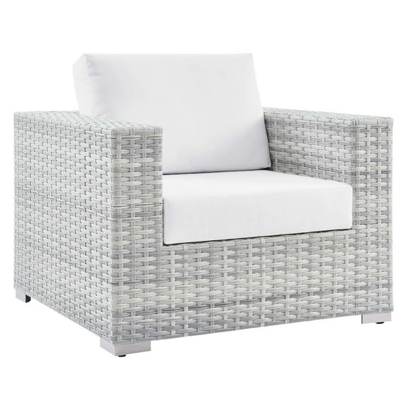 Modway Convene Outdoor Patio Armchair in Light Gray White