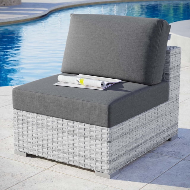 Modway Convene Outdoor Patio Armless Chair in Light Gray Charcoal