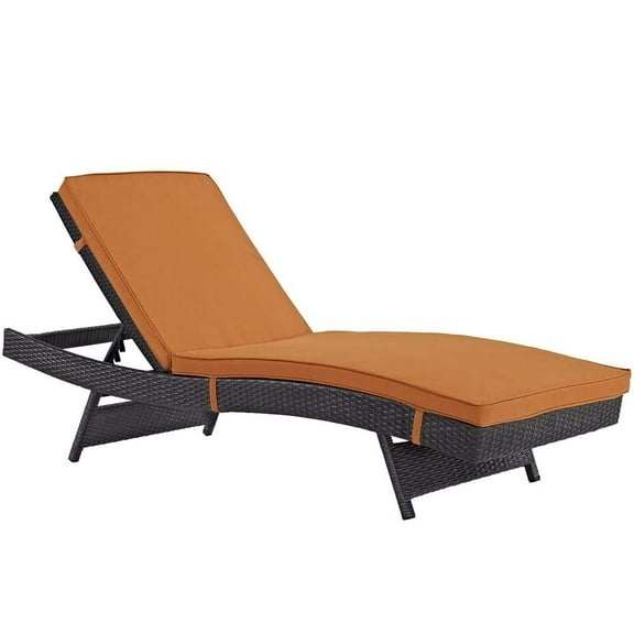 Modway Convene Outdoor Patio Chaise in Espresso Orange