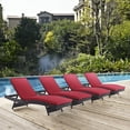 thumbnail image 1 of Modway Convene Chaise Outdoor Patio Set of 4 in Espresso Red, 1 of 5