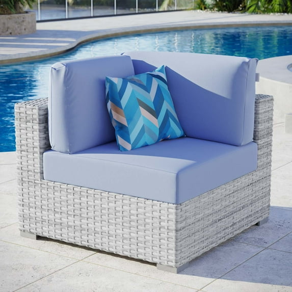 Modway Convene Outdoor Patio Corner Chair in Light Gray Light Blue
