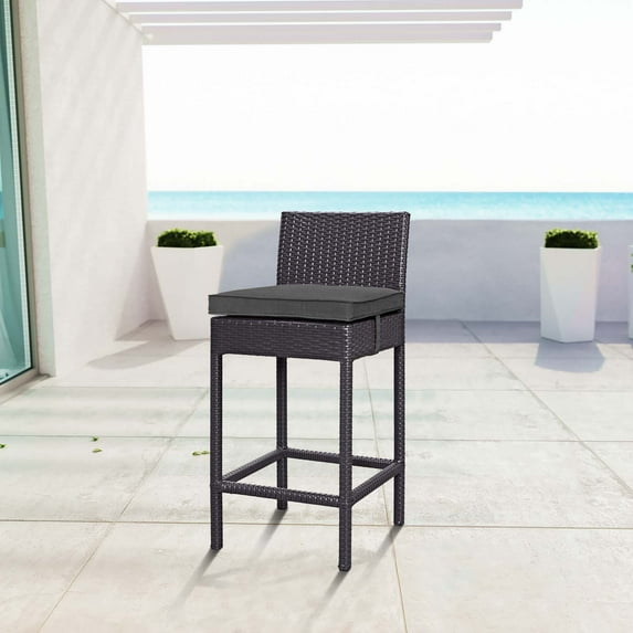 Modway Convene Outdoor Patio Fabric Bar Stool in Espresso Charcoal
