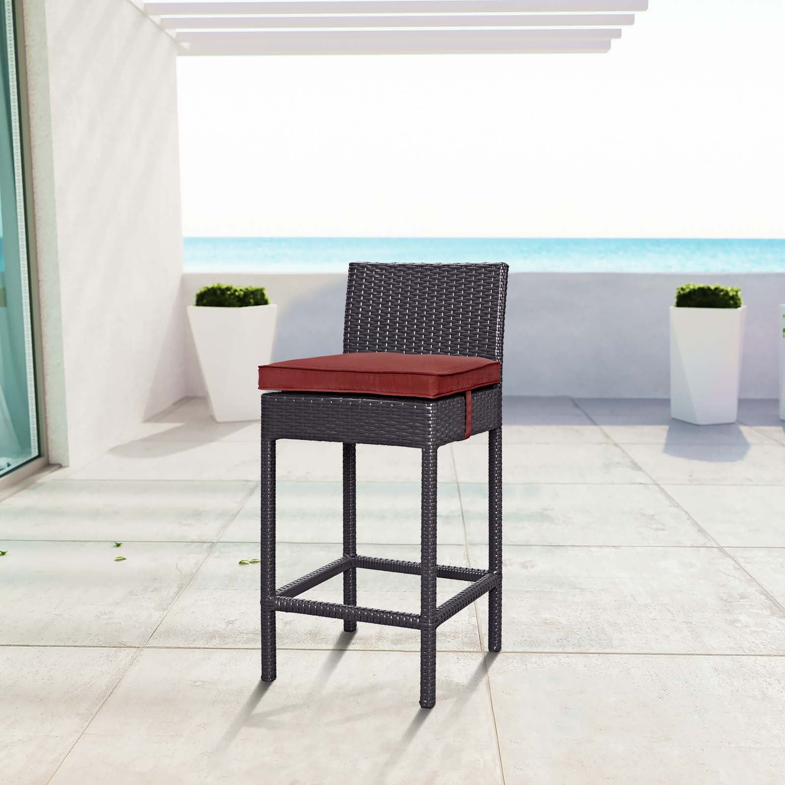Convene Espresso & Currant Cushioned Aluminum Outdoor Barstool