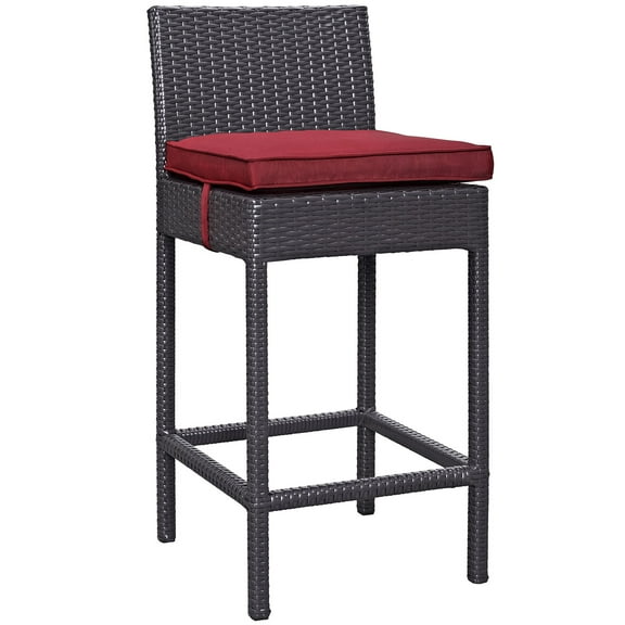 Modway Convene Outdoor Patio Fabric Bar Stool in Espresso Red