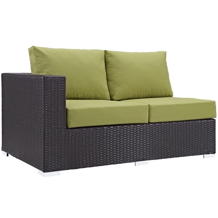 Modway Convene Outdoor Patio Left Arm Loveseat in Espresso Peridot