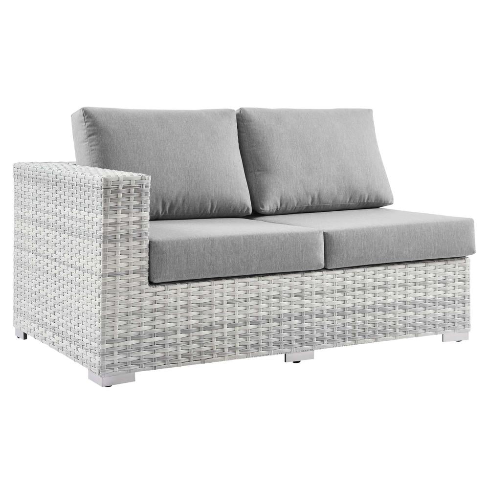 Modway Convene Rattan & Fabric Patio Left-Arm Loveseat in Light Gray