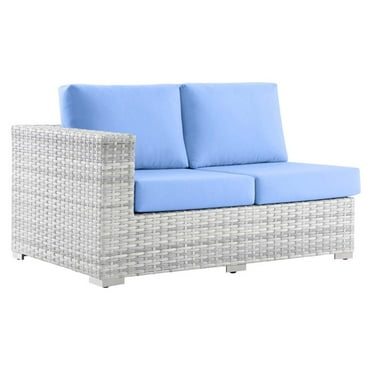 Modway Convene Outdoor Patio Left-Arm Loveseat in Light Gray Light Blue