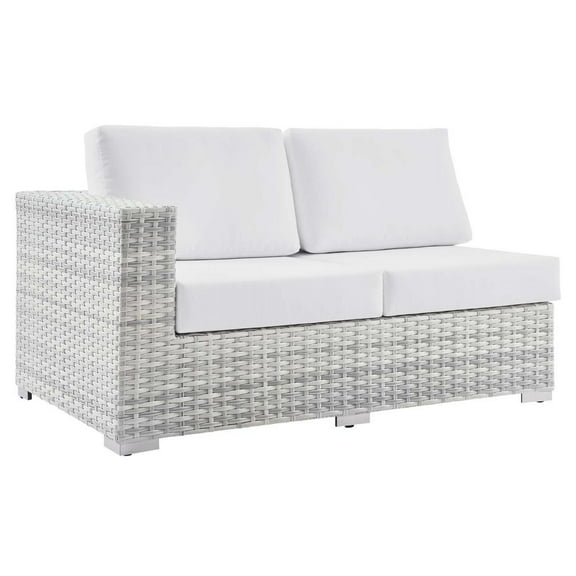 Modway Convene Outdoor Patio Left-Arm Loveseat in Light Gray White