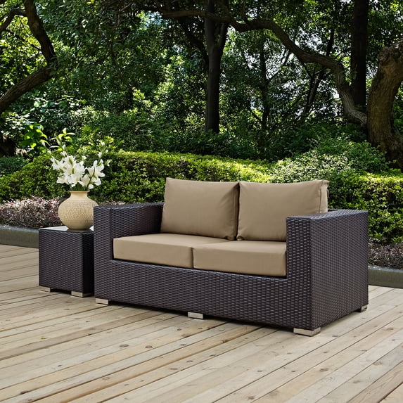 Modway Convene Outdoor Patio Loveseat in Espresso Mocha