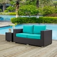 thumbnail image 1 of Modway Convene Outdoor Patio Loveseat in Espresso Turquoise, 1 of 5