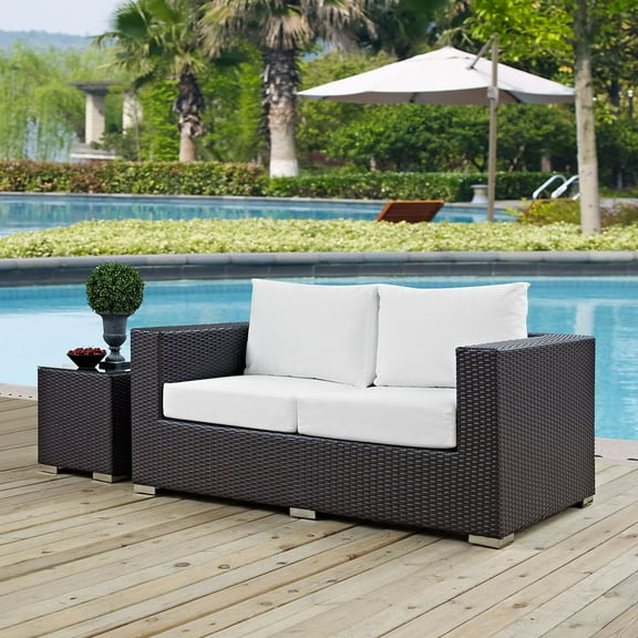 Modway Convene Outdoor Patio Loveseat in Espresso White