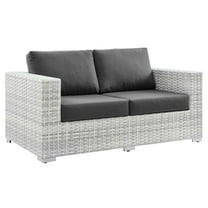 Modway Convene Outdoor Patio Loveseat in Light Gray Charcoal