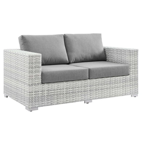 Modway Convene Outdoor Patio Loveseat in Light Gray Gray