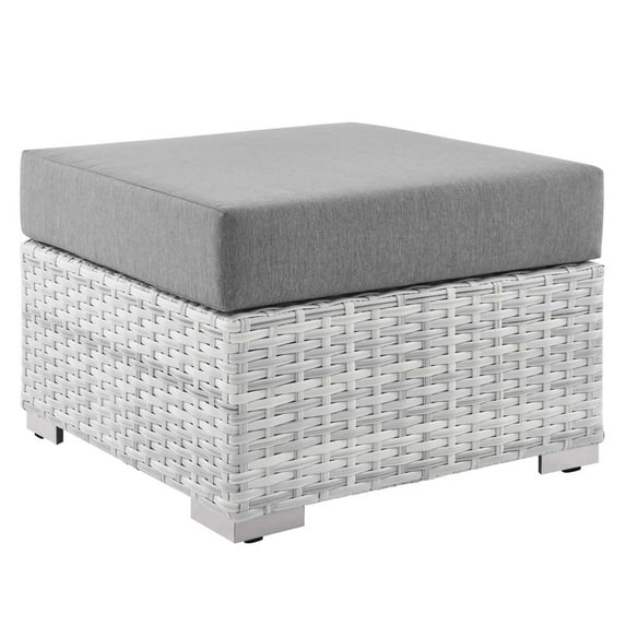 Modway Convene Outdoor Patio Ottoman in Light Gray Gray