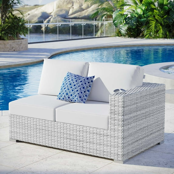 Modway Convene Outdoor Patio Right-Arm Loveseat in Light Gray White