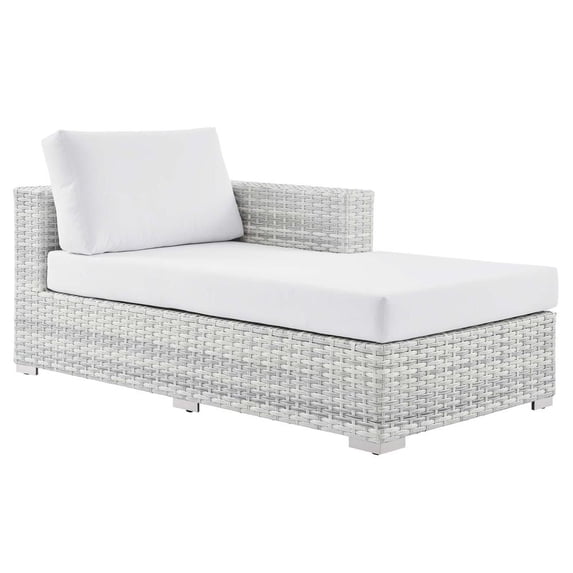 Modway Convene Outdoor Patio Right Chaise in Light Gray White