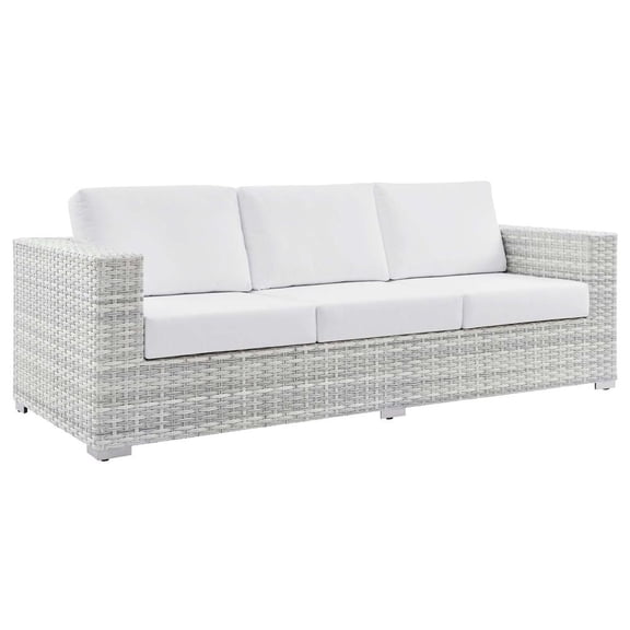 Modway Convene Outdoor Patio Sofa in Light Gray White