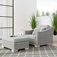 thumbnail image 1 of Modway Conway Outdoor Patio Wicker Rattan 2-Piece Armchair and Ottoman Set in Light Gray Gray, 1 of 10