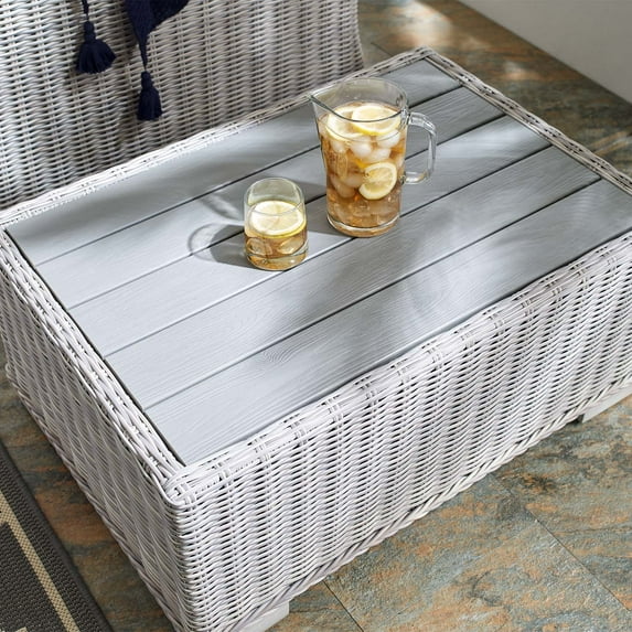 Modway Conway 32" Outdoor Patio Wicker Rattan Coffee Table in Light Gray
