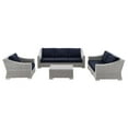 thumbnail image 1 of Modway Conway 4-Piece Fabric & Rattan Patio Furniture Set in Light Gray/Navy, 1 of 10