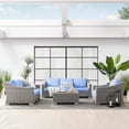 thumbnail image 1 of Modway Conway 4-Piece Outdoor Patio Wicker Rattan Furniture Set in Light Gray Light Blue, 1 of 10