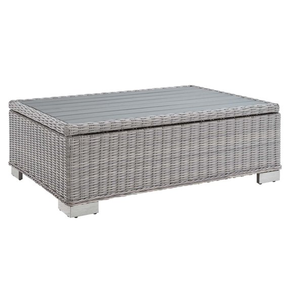 Modway Conway 45" Modern Rattan Outdoor Coffee Table in Light Gray