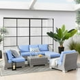 thumbnail image 1 of Modway Conway 5-Piece Outdoor Patio Wicker Rattan Furniture Set in Light Gray Light Blue, 1 of 10