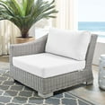 thumbnail image 1 of Modway Conway Modern Rattan & Fabric Outdoor Left-Arm Chair in Light Gray/White, 1 of 10
