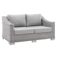 thumbnail image 1 of Modway Conway Modern Rattan & Fabric Outdoor Loveseat in Light Gray, 1 of 10