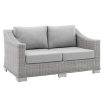 Modway Conway Sunbrella® Outdoor Patio Wicker Rattan Loveseat in Light Gray Gray