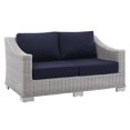 thumbnail image 1 of Modway Conway Sunbrella® Outdoor Patio Wicker Rattan Loveseat in Light Gray Navy, 1 of 10