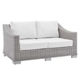 thumbnail image 1 of Modway Conway Modern Rattan & Fabric Outdoor Loveseat in White, 1 of 10
