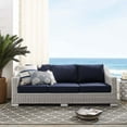 thumbnail image 1 of Modway Conway Sunbrella® Outdoor Patio Wicker Rattan Sofa in Light Gray Navy, 1 of 9