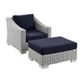 thumbnail image 1 of Modway Conway Outdoor Patio Wicker Rattan 2-Piece Armchair and Ottoman Set, 1 of 4