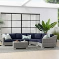 thumbnail image 1 of Modway Conway Outdoor Patio Wicker Rattan 5-Piece Sectional Sofa Furniture Set in Light Gray Navy, 1 of 10