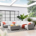 thumbnail image 1 of Modway Conway Outdoor Patio Wicker Rattan 6-Piece Sectional Sofa Furniture Set in Light Gray White, 1 of 5