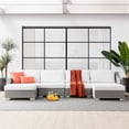 thumbnail image 1 of Modway Conway Outdoor Patio Wicker Rattan 6-Piece Sectional Sofa Furniture Set in Light Gray White, 1 of 4