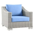 thumbnail image 1 of Modway Conway Outdoor Patio Wicker Rattan Armchair in Light Gray Light Blue, 1 of 8