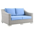 thumbnail image 1 of Modway Conway Outdoor Patio Wicker Rattan Loveseat in Light Gray Light Blue, 1 of 8