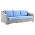 thumbnail image 1 of Modway Conway Outdoor Patio Wicker Rattan Sofa in Light Gray Light Blue, 1 of 8