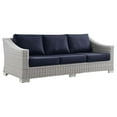 thumbnail image 1 of Modway Conway Outdoor Patio Wicker Rattan Sofa in Light Gray Navy, 1 of 8