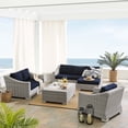 thumbnail image 1 of Modway Conway Sunbrella® Outdoor Patio Wicker Rattan 5-Piece Furniture Set in Light Gray Navy, 1 of 10