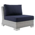 thumbnail image 1 of Modway Conway Modern Rattan & Fabric Outdoor Armless Chair in Light Gray/Navy, 1 of 10