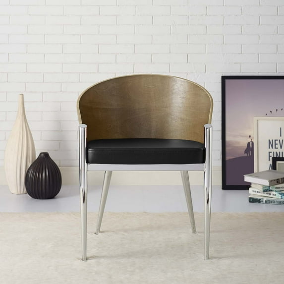Modway Cooper Dining Wood Armchair in Silver