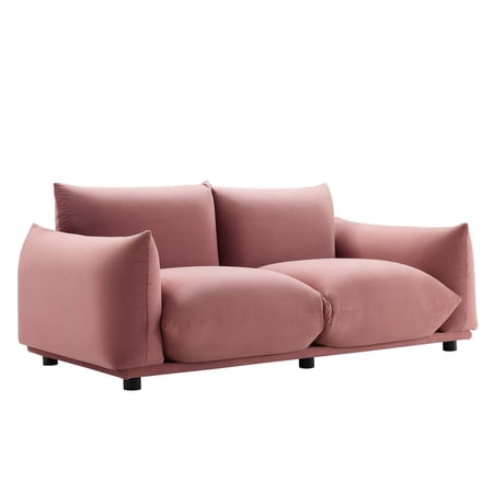 Modway Copious Performance Velvet Loveseat in Dusty Rose