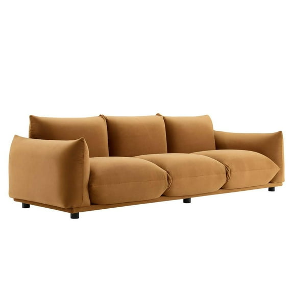 Modway Copious Performance Velvet Sofa in Cognac