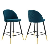 Modway Cordial Fabric Counter Stools - Set of 2 in Azure